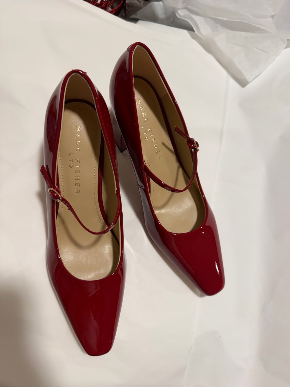 Marc Fisher Red Patent Mary Jane Pumps Brand New No Box